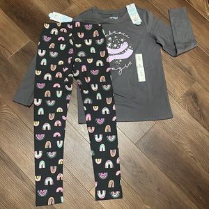 NWT Girls 2 piece matching outfit leggings and long sleeve shirt size M (7-8)